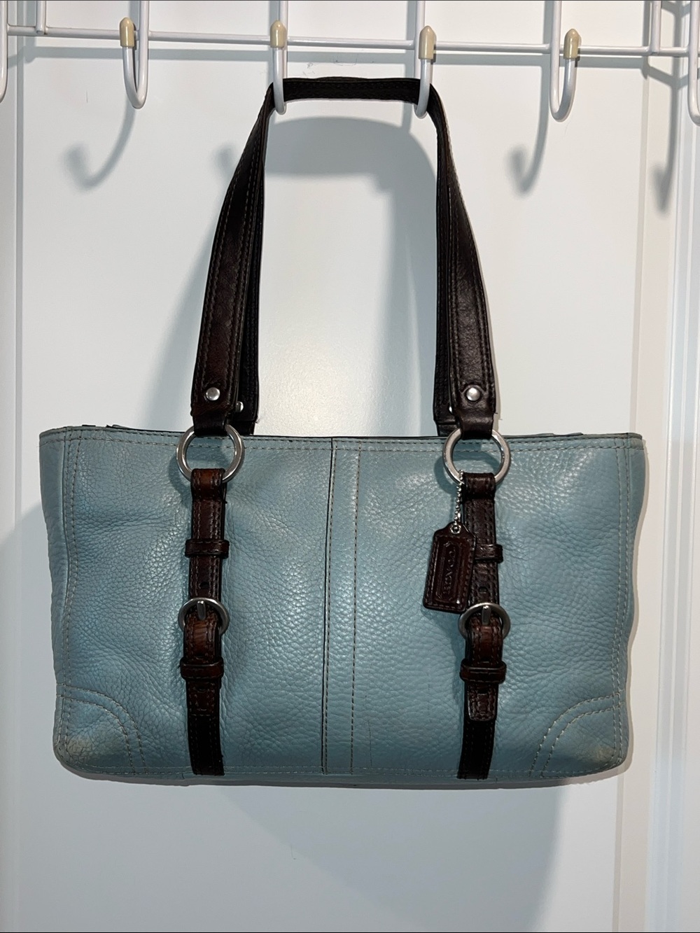 Coach Vintage Chelsea Pebbled Leather Shoulder Bag in Light Blue